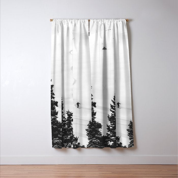 Backcountry Skier // Fresh Powder Snow Mountain Ski Landscape Black and White Photography Vibes Window Curtain Gallery Image 3