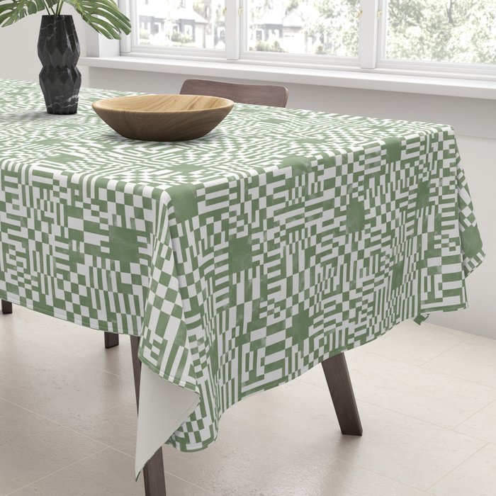 Green Op Art Vibes Tablecloth Gallery Image 3