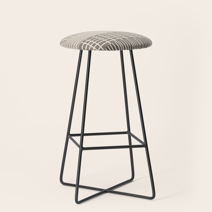 Neutral Finnish Patchwork Stripe Pattern Stool Gallery Image 1