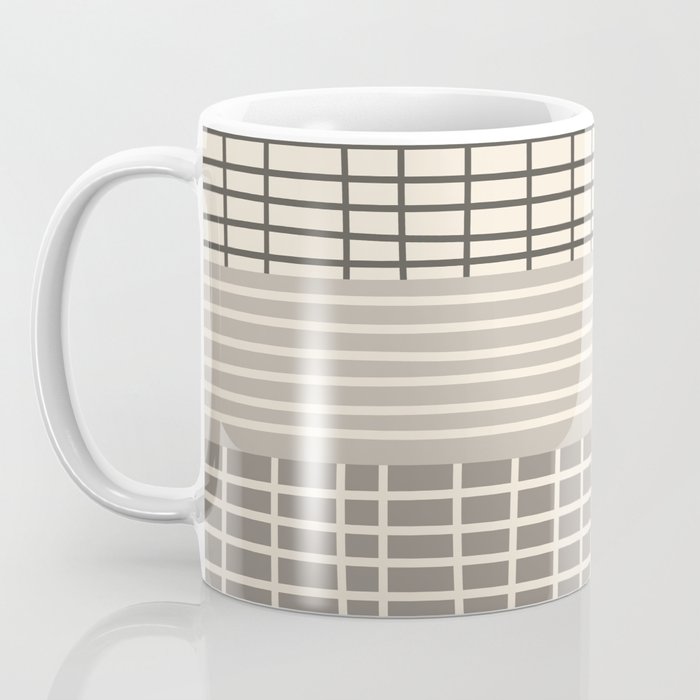 Neutral Finnish Patchwork Stripe Pattern Coffee Mug Gallery Image 3