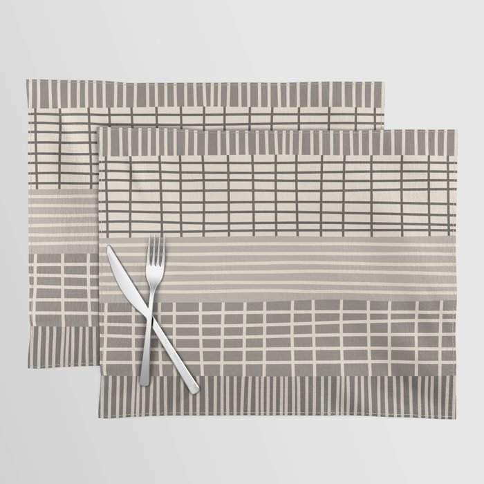 Neutral Finnish Patchwork Stripe Pattern Placemat Gallery Image 1