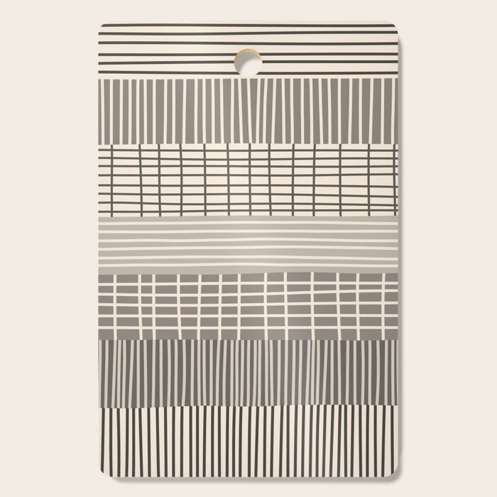 Neutral Finnish Patchwork Stripe Pattern Cutting Board Gallery Image 1