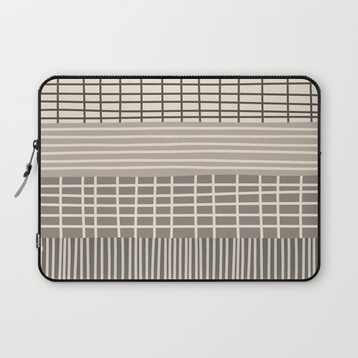 Neutral Finnish Patchwork Stripe Pattern Laptop Sleeve Gallery Image 1