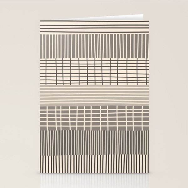 Neutral Finnish Patchwork Stripe Pattern Stationery Card Gallery Image 1
