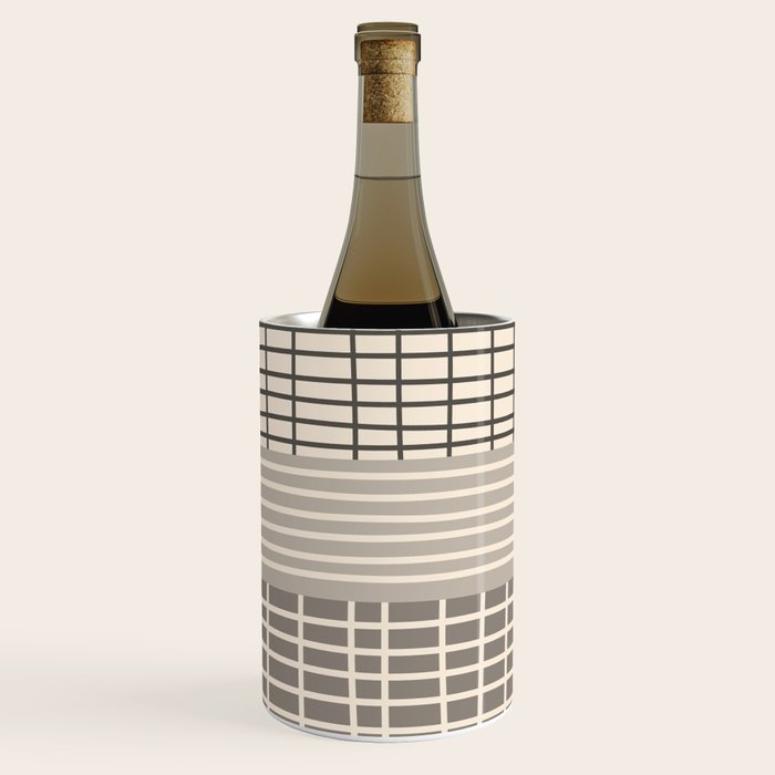 Neutral Finnish Patchwork Stripe Pattern Wine Chiller Gallery Image 2