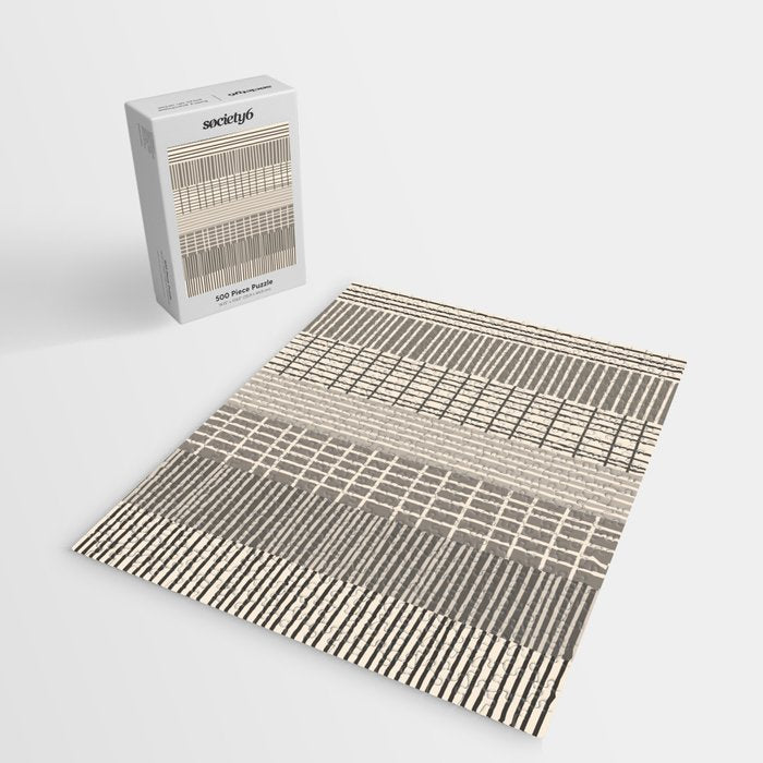 Neutral Finnish Patchwork Stripe Pattern Jigsaw Puzzle Gallery Image 2