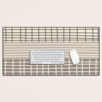 Neutral Finnish Patchwork Stripe Pattern Desk Mat Gallery Image 1