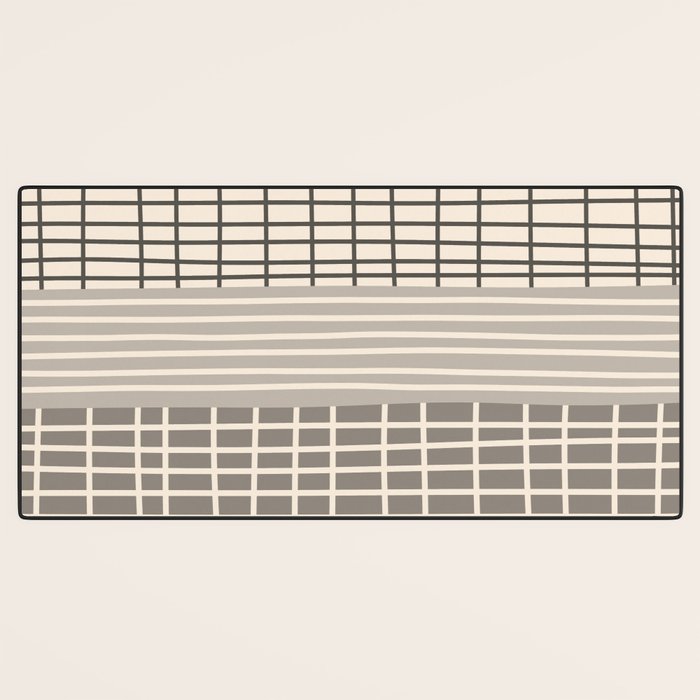 Neutral Finnish Patchwork Stripe Pattern Desk Mat Gallery Image 3