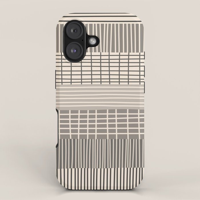 Neutral Finnish Patchwork Stripe Pattern iPhone Case Gallery Image 1
