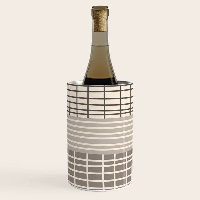 Neutral Finnish Patchwork Stripe Pattern Wine Chiller Gallery Image 3