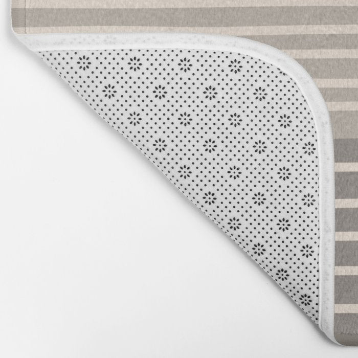 Neutral Finnish Patchwork Stripe Pattern Bath Mat Gallery Image 2