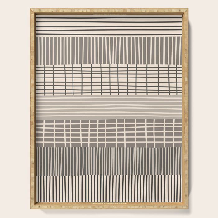 Neutral Finnish Patchwork Stripe Pattern Serving Tray Gallery Image 1