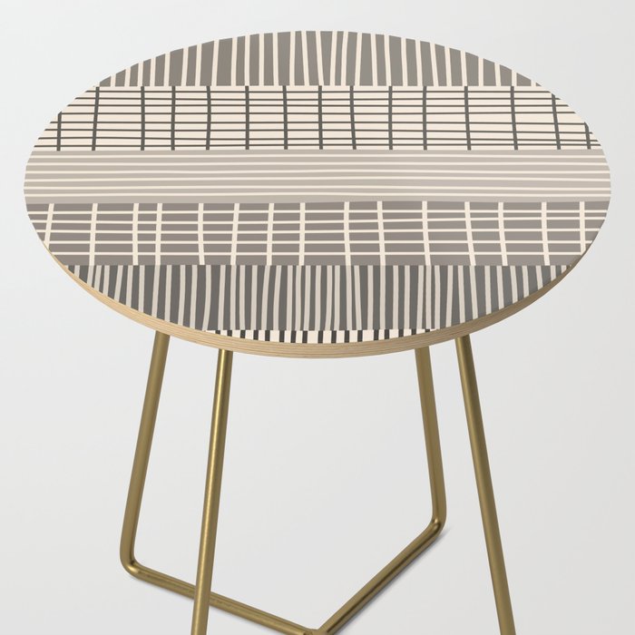 Neutral Finnish Patchwork Stripe Pattern Side Table Gallery Image 2