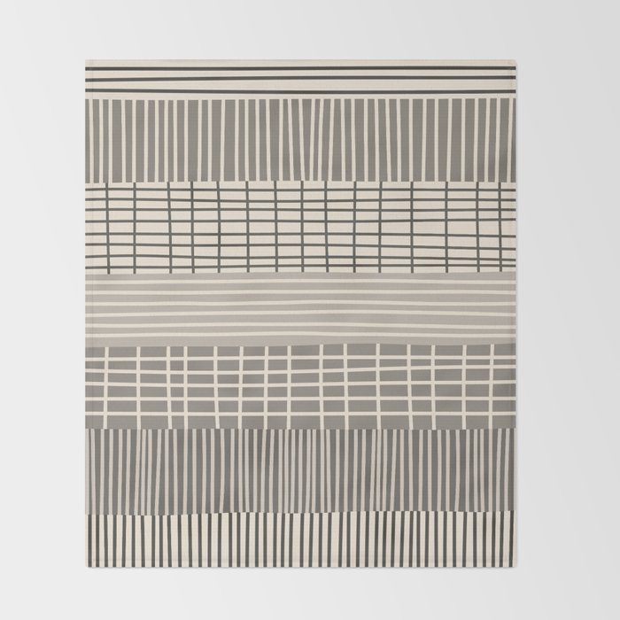 Neutral Finnish Patchwork Stripe Pattern Throw Blanket Gallery Image 2