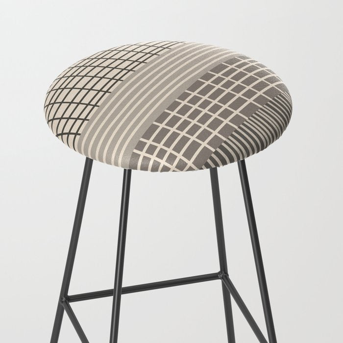 Neutral Finnish Patchwork Stripe Pattern Stool Gallery Image 2