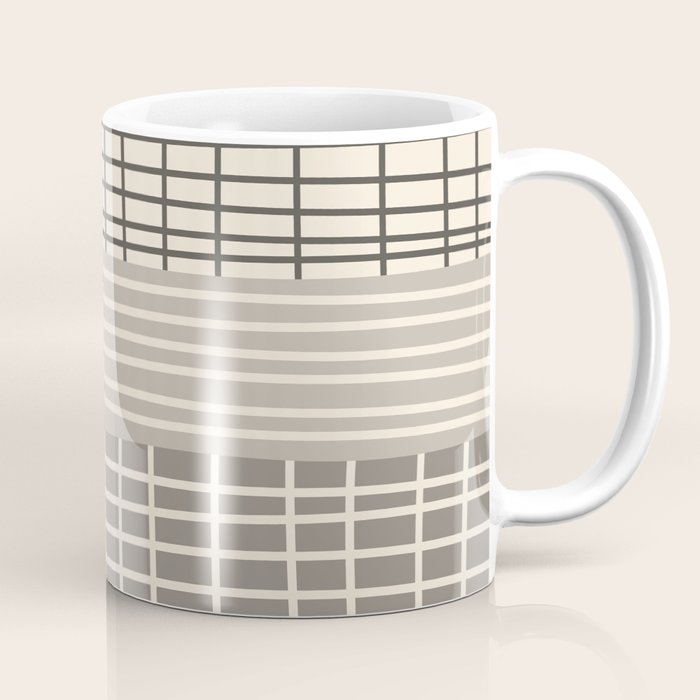 Neutral Finnish Patchwork Stripe Pattern Coffee Mug Gallery Image 1