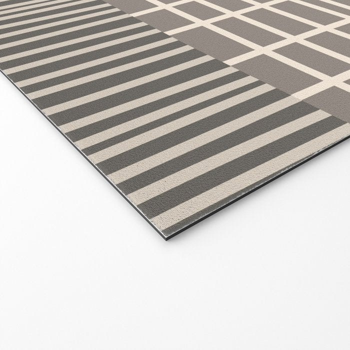 Neutral Finnish Patchwork Stripe Pattern Welcome Mat Gallery Image 2