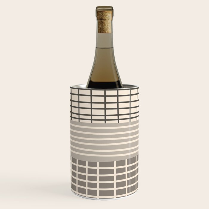 Neutral Finnish Patchwork Stripe Pattern Wine Chiller Gallery Image 1