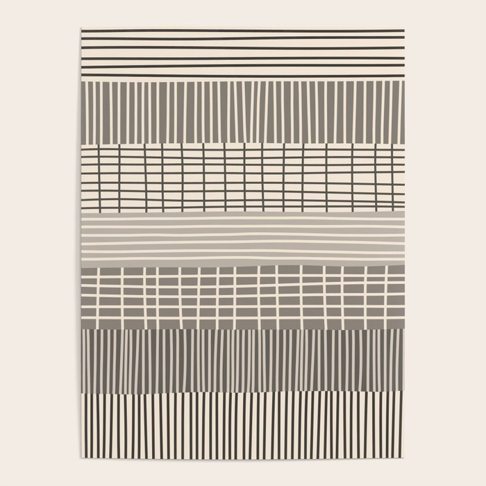 Neutral Finnish Patchwork Stripe Pattern Poster Gallery Image 4