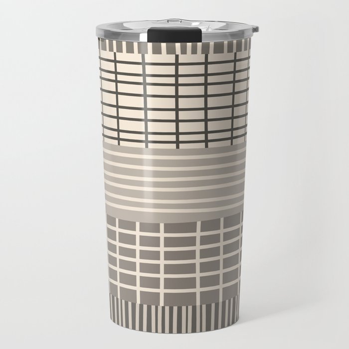 Neutral Finnish Patchwork Stripe Pattern Travel Mug Gallery Image 1