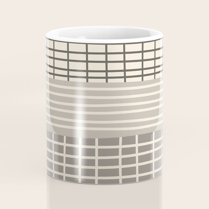 Neutral Finnish Patchwork Stripe Pattern Coffee Mug Gallery Image 4