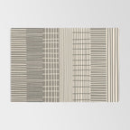 Neutral Finnish Patchwork Stripe Pattern Rug Gallery Image 2