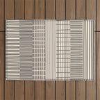 Neutral Finnish Patchwork Stripe Pattern Outdoor Rug Gallery Image 1