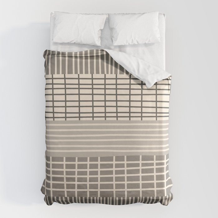 Neutral Finnish Patchwork Stripe Pattern Duvet Cover Gallery Image 6