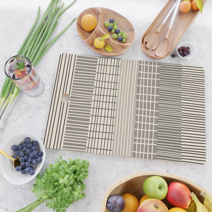 Neutral Finnish Patchwork Stripe Pattern Cutting Board Gallery Image 2