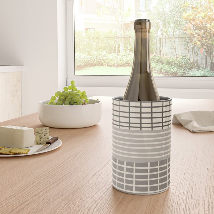 Neutral Finnish Patchwork Stripe Pattern Wine Chiller Gallery Image 4