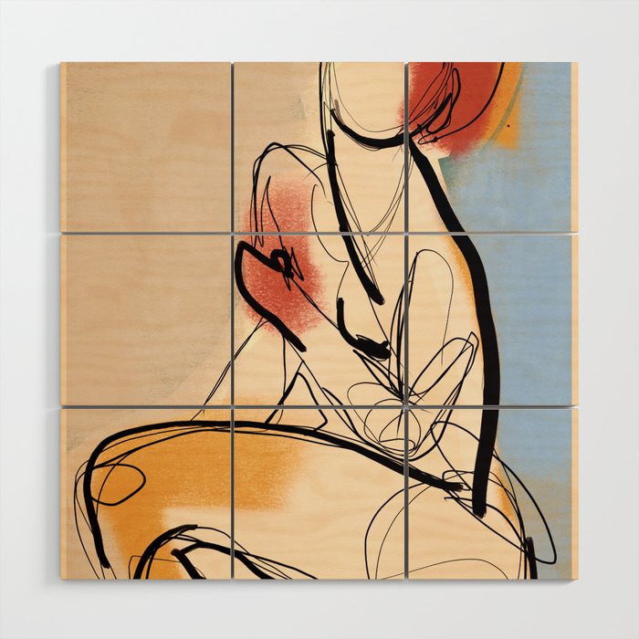 Female Figure Line Art 7 Wood Wall Art Gallery Image 1
