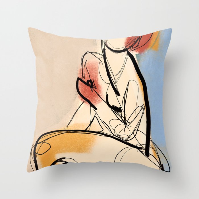 Female Figure Line Art 7 Throw Pillow Gallery Image 1