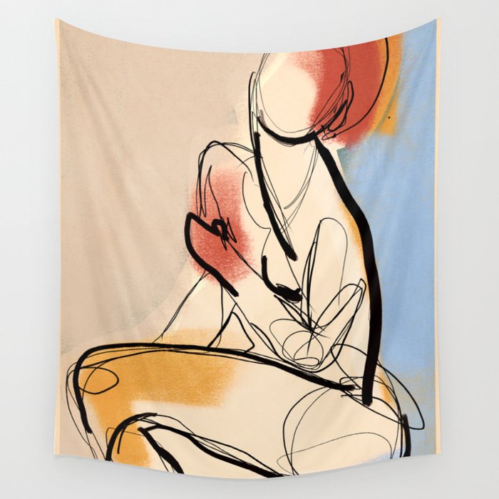 Female Figure Line Art 7 Wall Tapestry Gallery Image 4