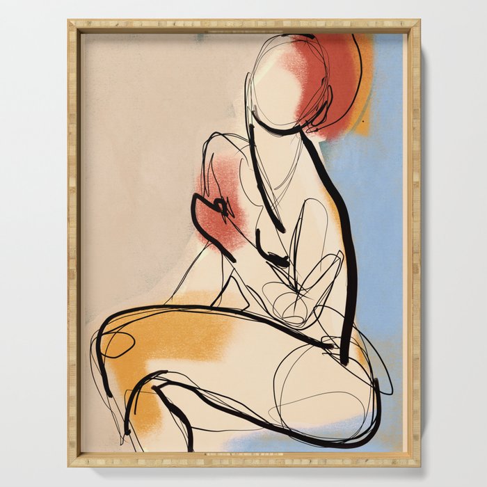 Female Figure Line Art 7 Serving Tray Gallery Image 1
