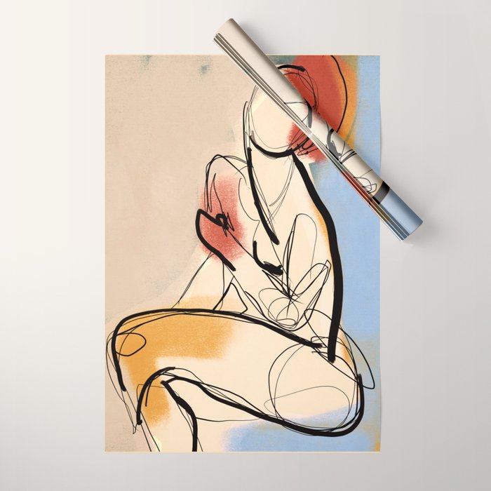 Female Figure Line Art 7 Wrapping Paper Gallery Image 1