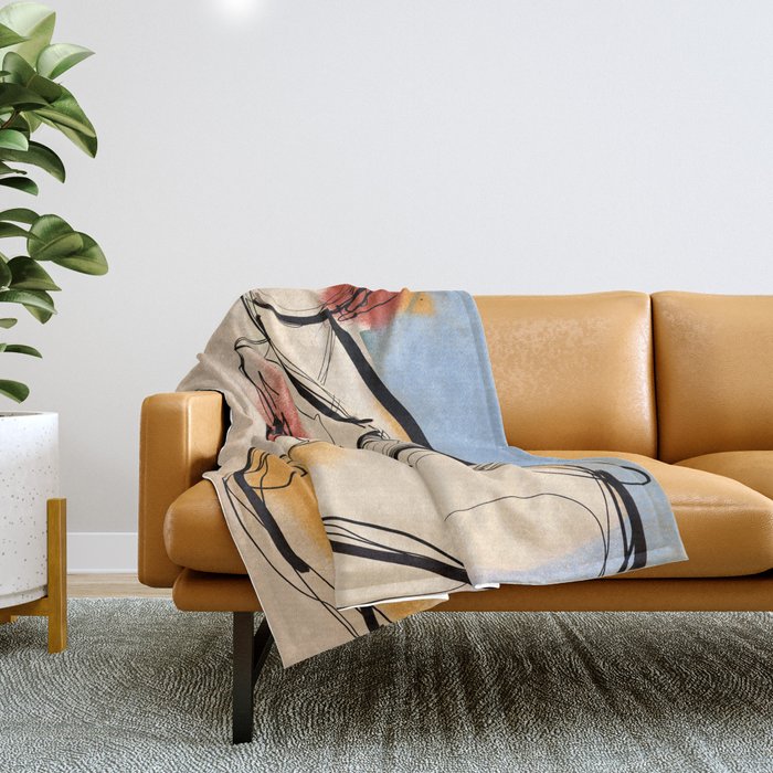 Female Figure Line Art 7 Throw Blanket Gallery Image 1