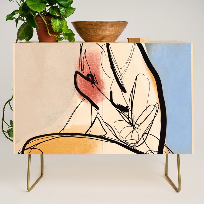 Female Figure Line Art 7 Credenza Gallery Image 1