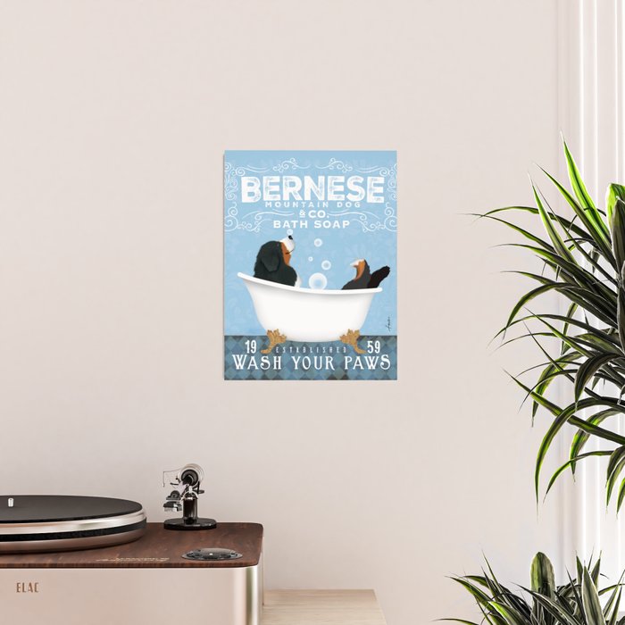 Bernese Mountain Dog Berner Bath Soap bubble Bath clawfoot tub Poster Gallery Image 2