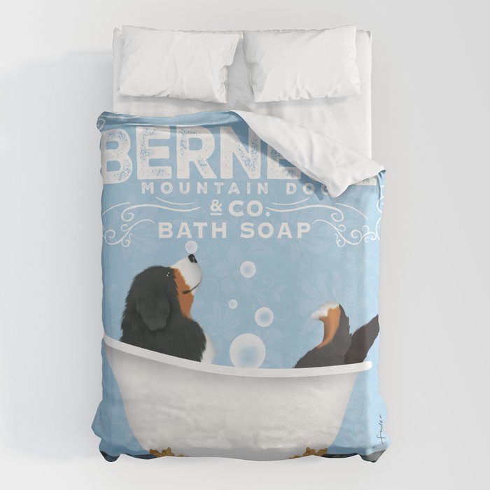 Bernese Mountain Dog Berner Bath Soap bubble Bath clawfoot tub Duvet Cover Gallery Image 1