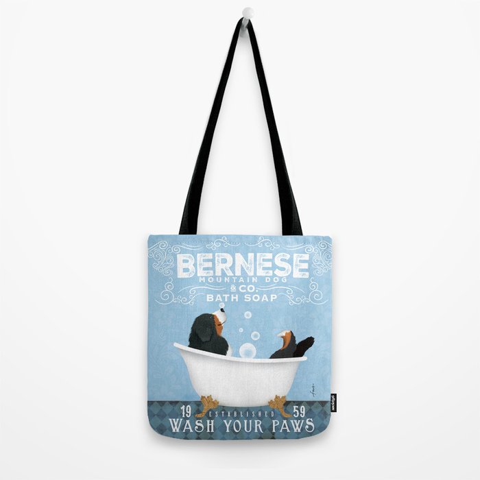 Bernese Mountain Dog Berner Bath Soap bubble Bath clawfoot tub Tote Bag Gallery Image 2