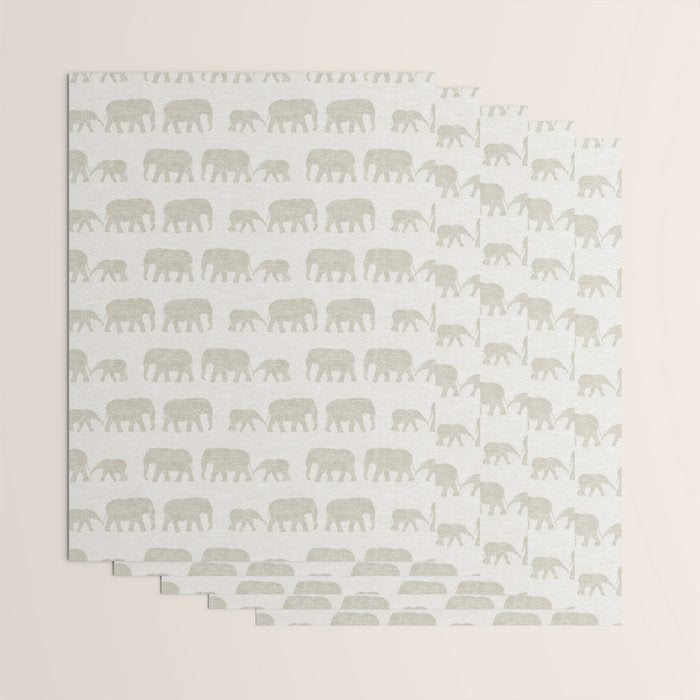 elephant march - beige Wrapping Paper Gallery Image 3