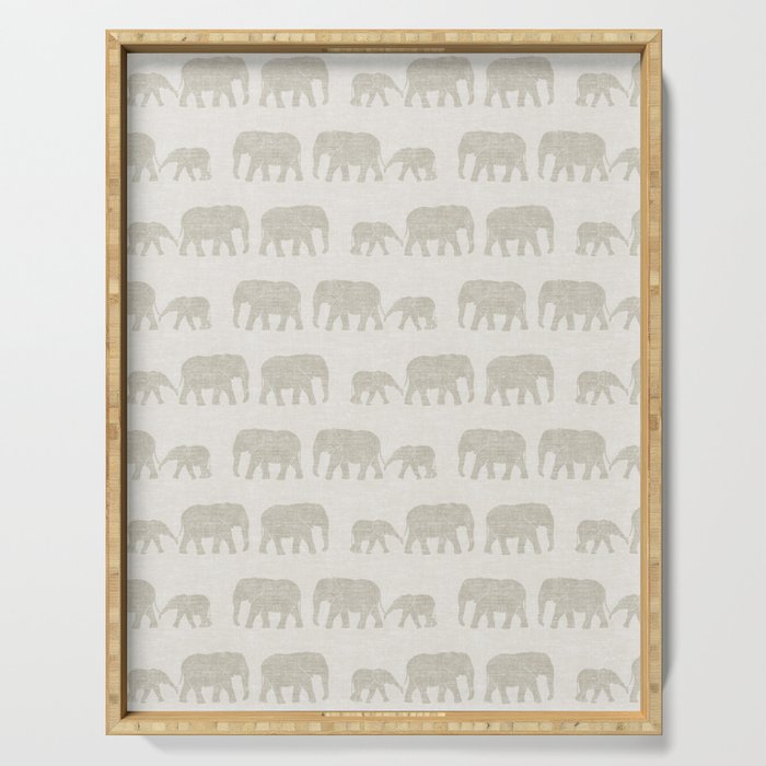 elephant march - beige Serving Tray Gallery Image 1