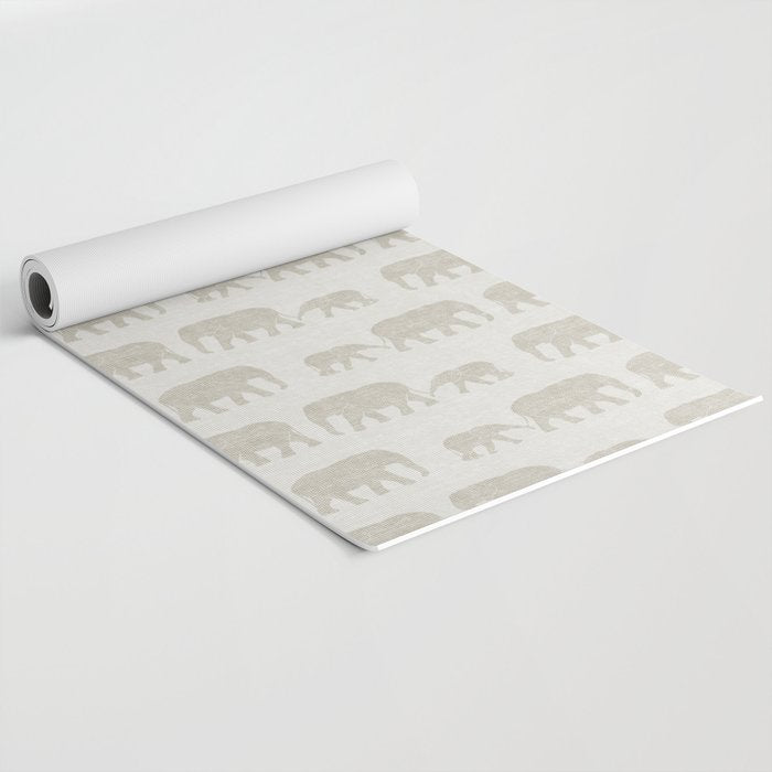 elephant march - beige Yoga Mat Gallery Image 2