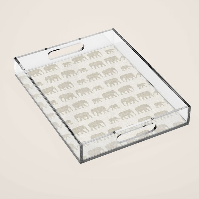 elephant march - beige Acrylic Tray Gallery Image 1