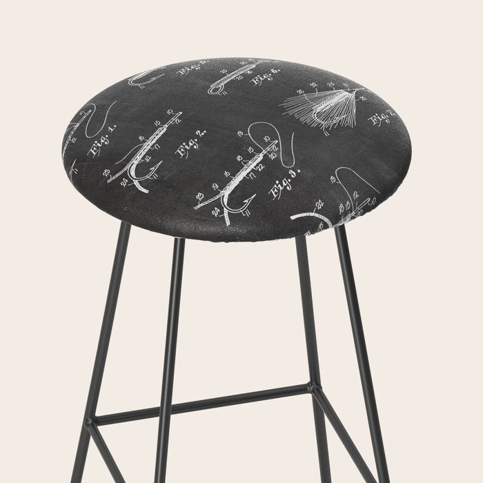 Fly Fishing Patent - Fisherman Art - Black Chalkboard Stool Gallery Image 2