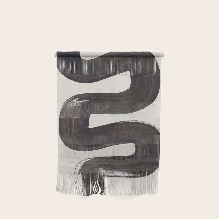 Black & White Minimalist Abstract Shapes Patterns Black Ink Painting Wall Hanging Gallery Image 1