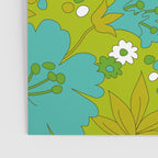 Green, Turquoise, and White Retro Flower Design Pattern Poster Gallery Image 3