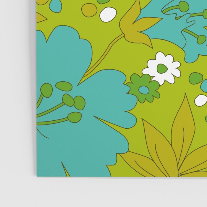 Green, Turquoise, and White Retro Flower Design Pattern Poster Gallery Image 3