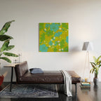 Green, Turquoise, and White Retro Flower Design Pattern Wood Wall Art Gallery Image 2