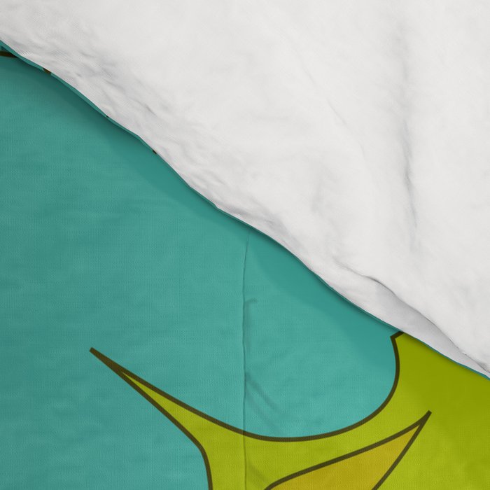 Green, Turquoise, and White Retro Flower Design Pattern Comforter Gallery Image 4